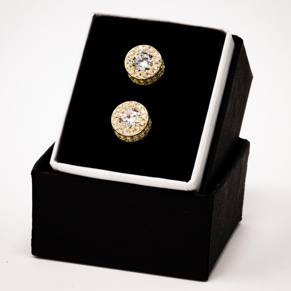 18k Gold 925 Silver Round Cut CZ Diamond Earrings